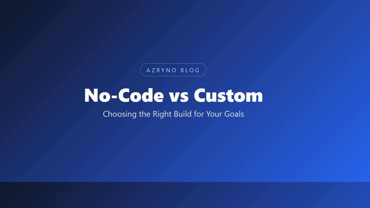 Illustration of a no-code builder interface beside a custom code editor