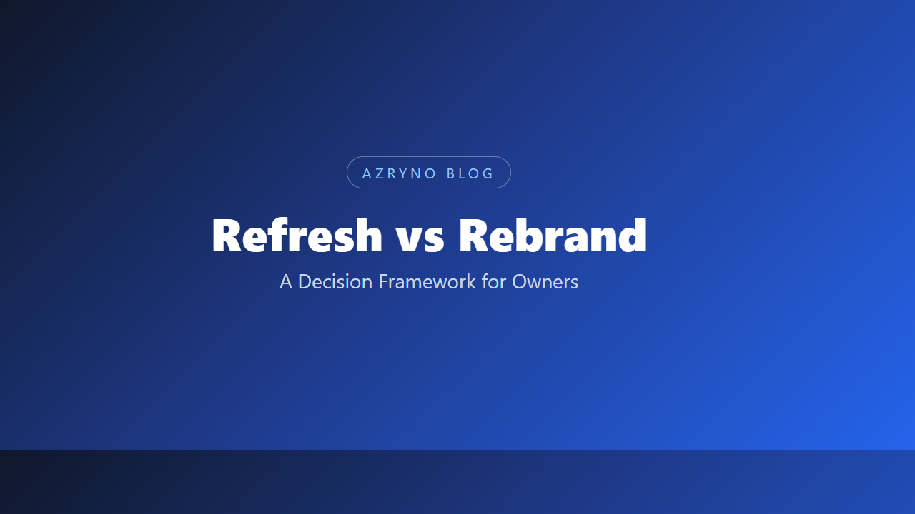 Illustration comparing a brand refresh with a full rebrand