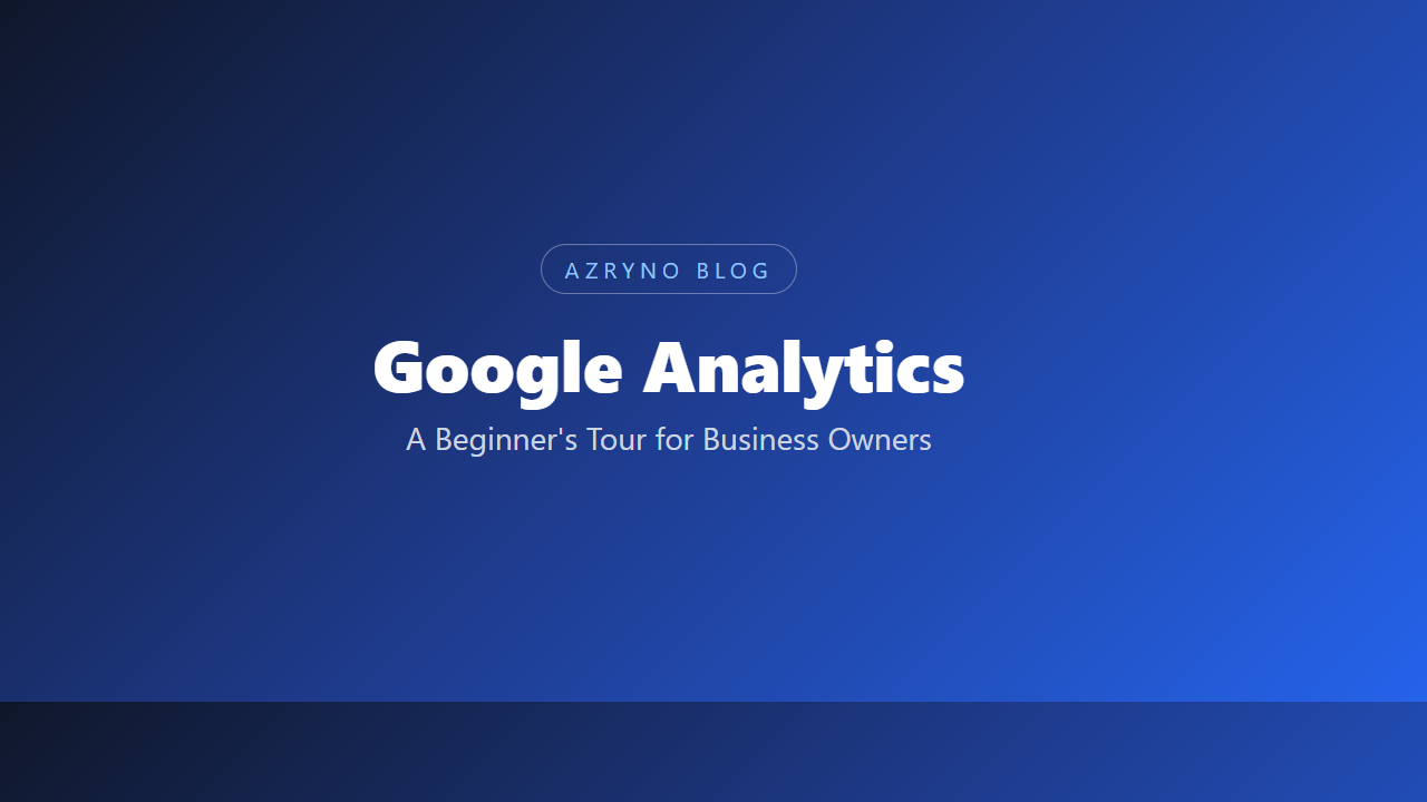 Illustration of a business owner reading Google Analytics charts