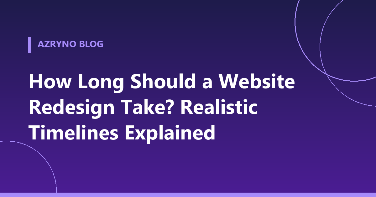 Banner for an article about realistic website redesign timelines