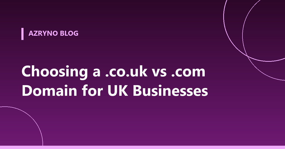 Banner comparing .co.uk and .com domains