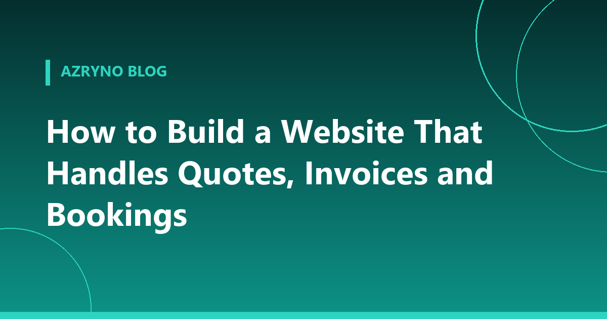 Banner about a website handling quotes, invoices and bookings