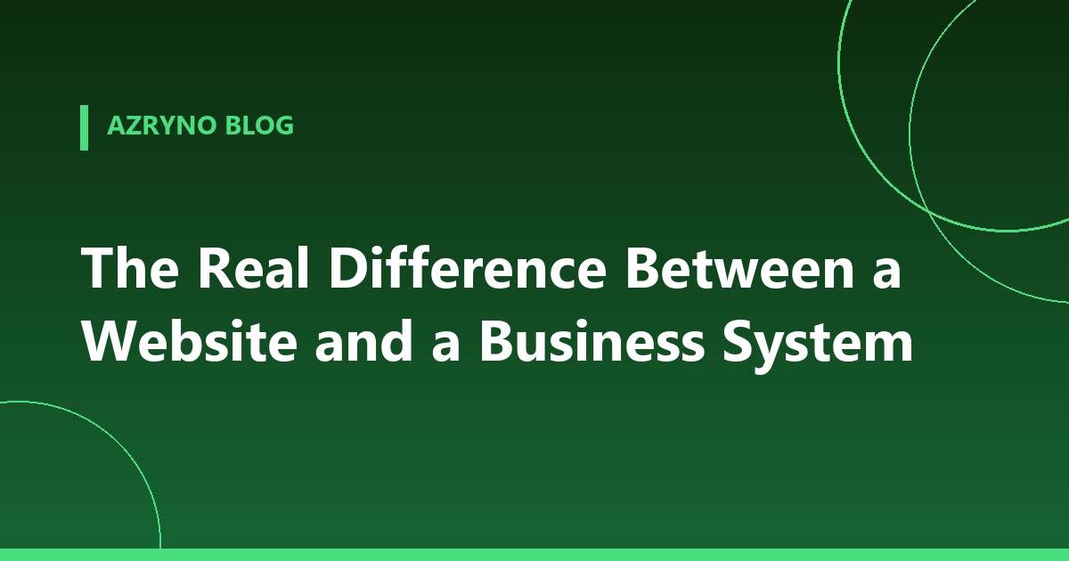 Banner comparing website and business system