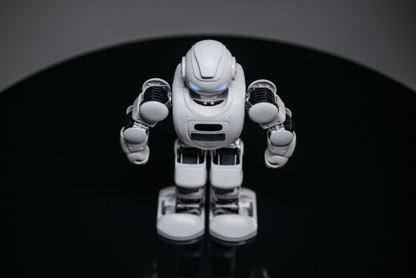 A white humanoid robot standing