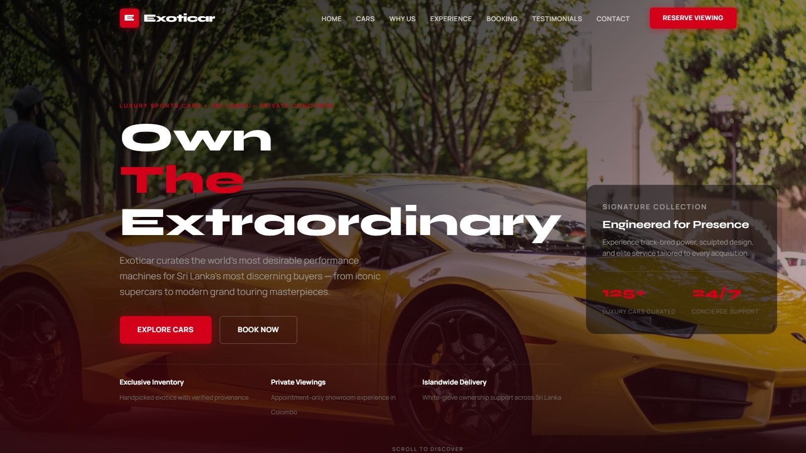 Azryno portfolio project for a premium car dealership website