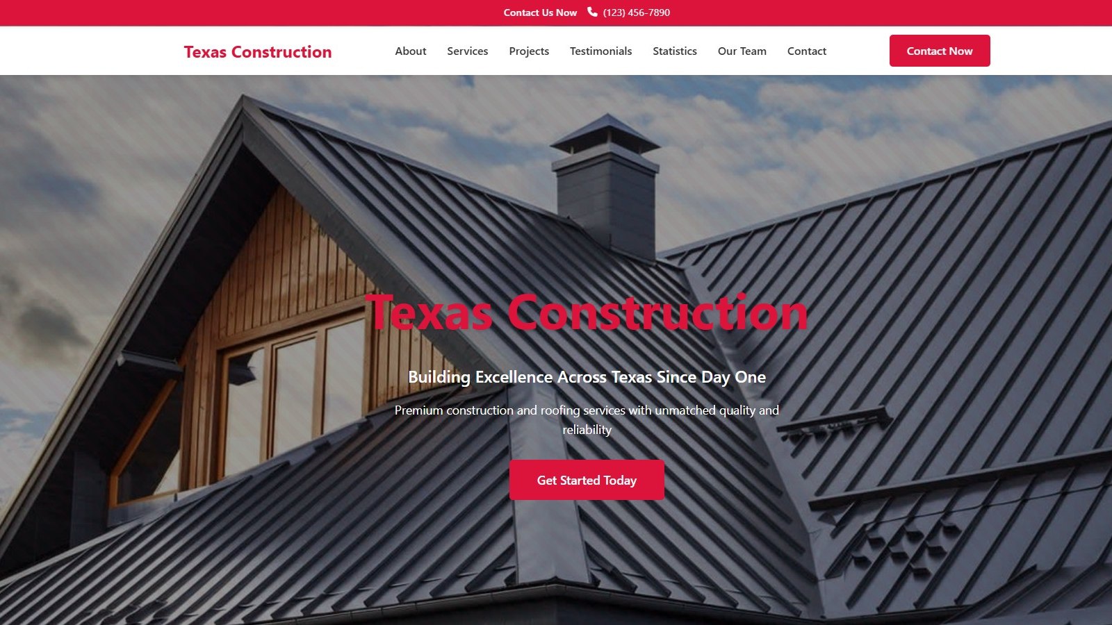 Azryno portfolio project for a construction company website