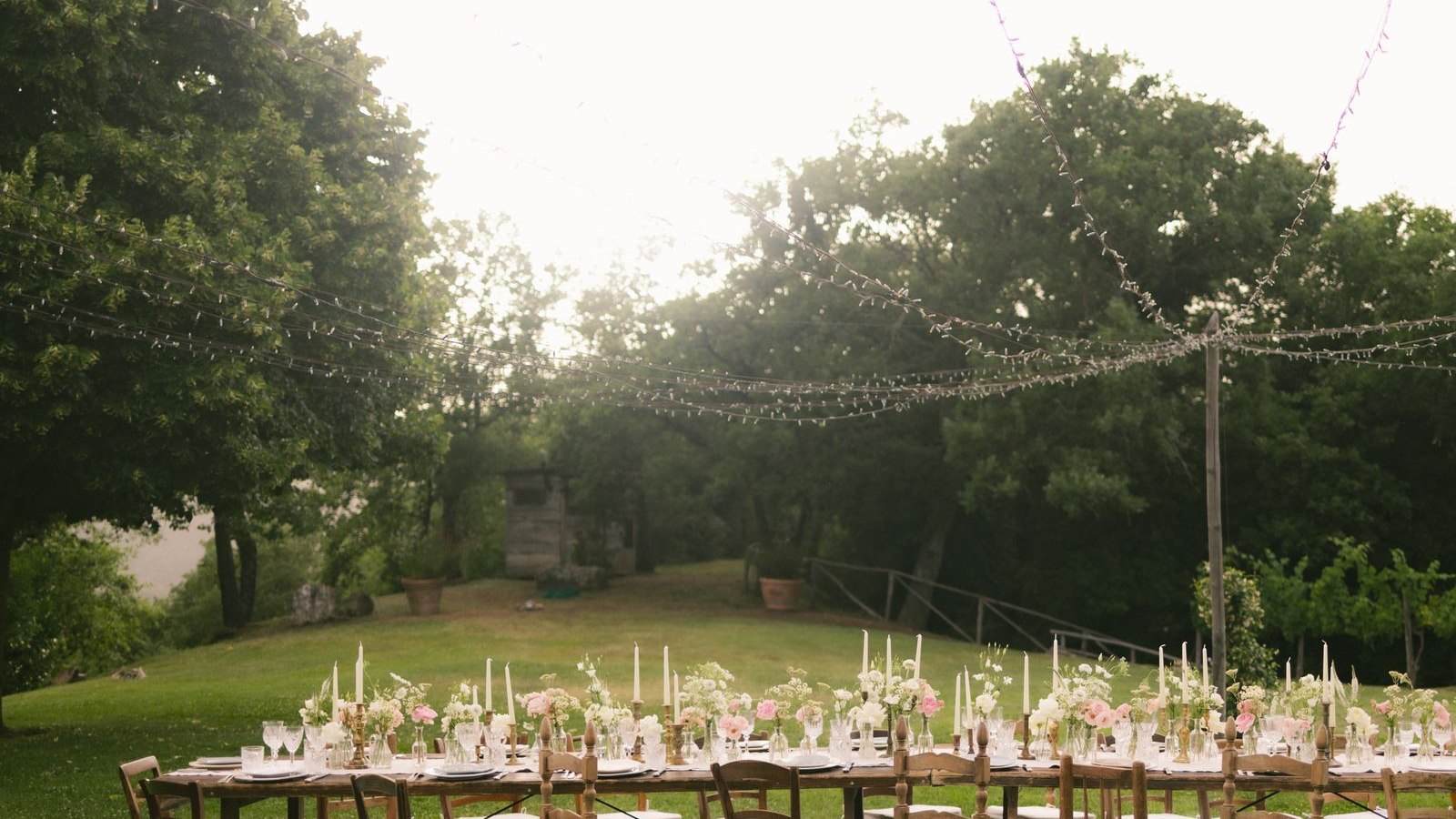 Elegant outdoor wedding reception table setup