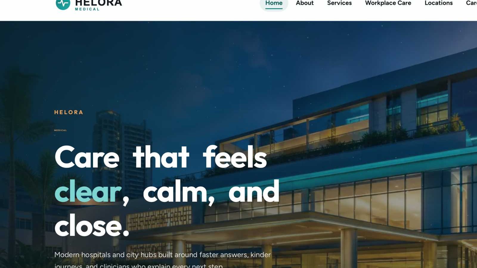 Azryno portfolio project for a medical centre website