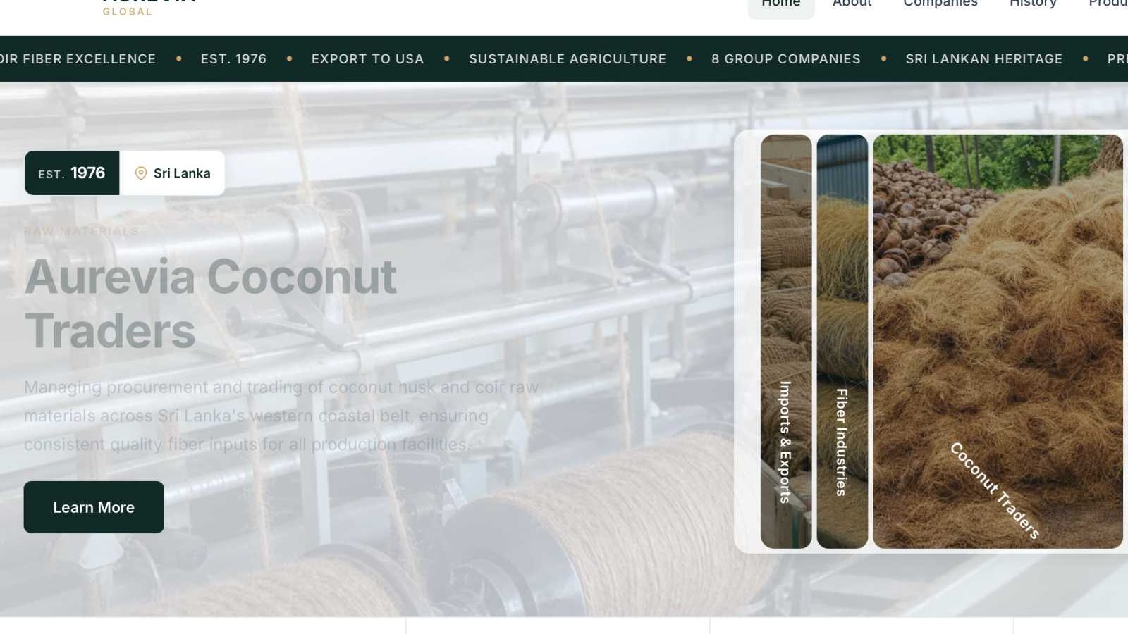 Azryno portfolio project for an export trading company website